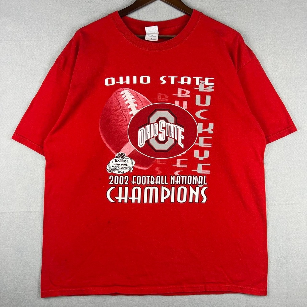Ohio State Buckeyes Football 2002 National Champions Red Tee Shirt XL